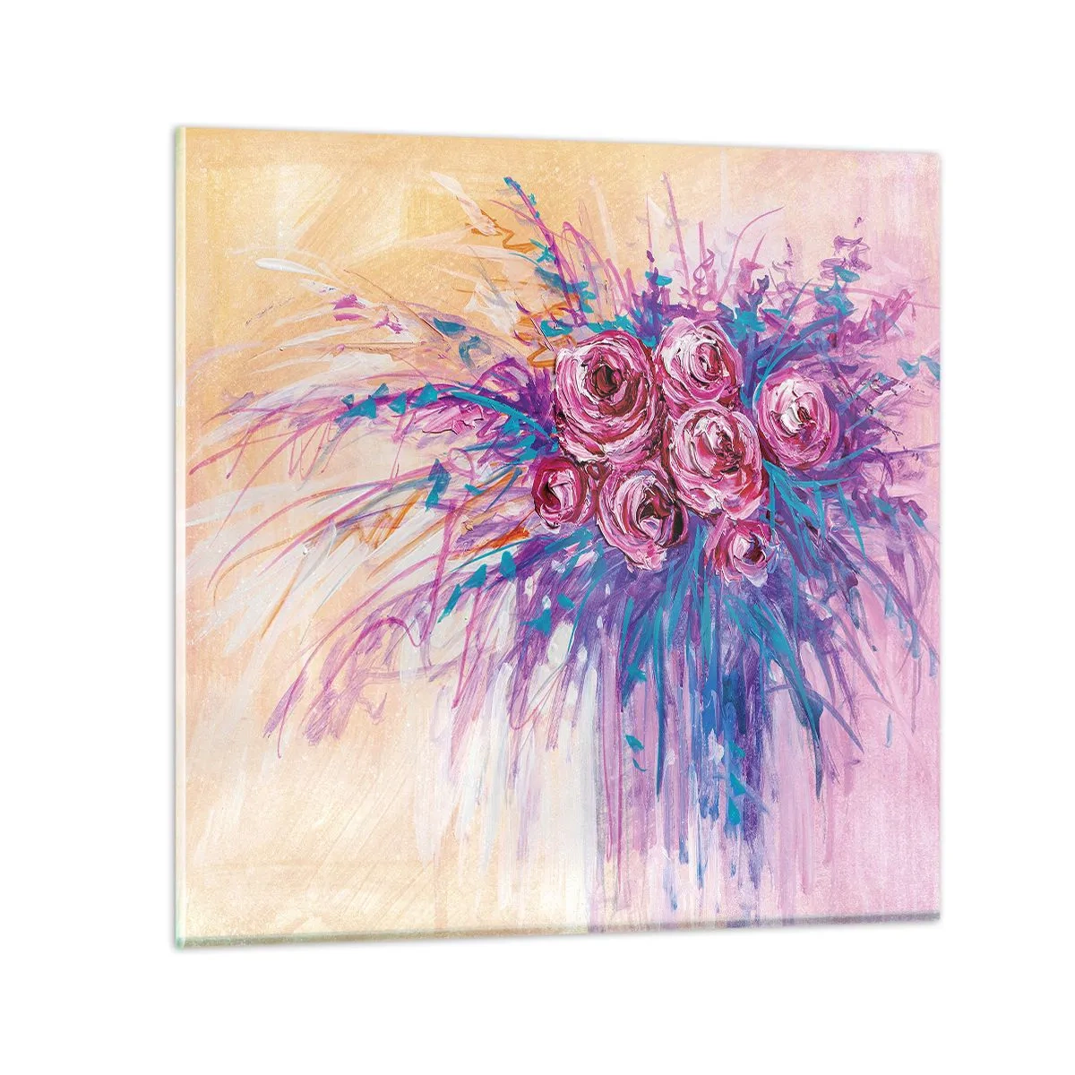 Quadro em vidro - Fonte de rosas - 30x30 cm