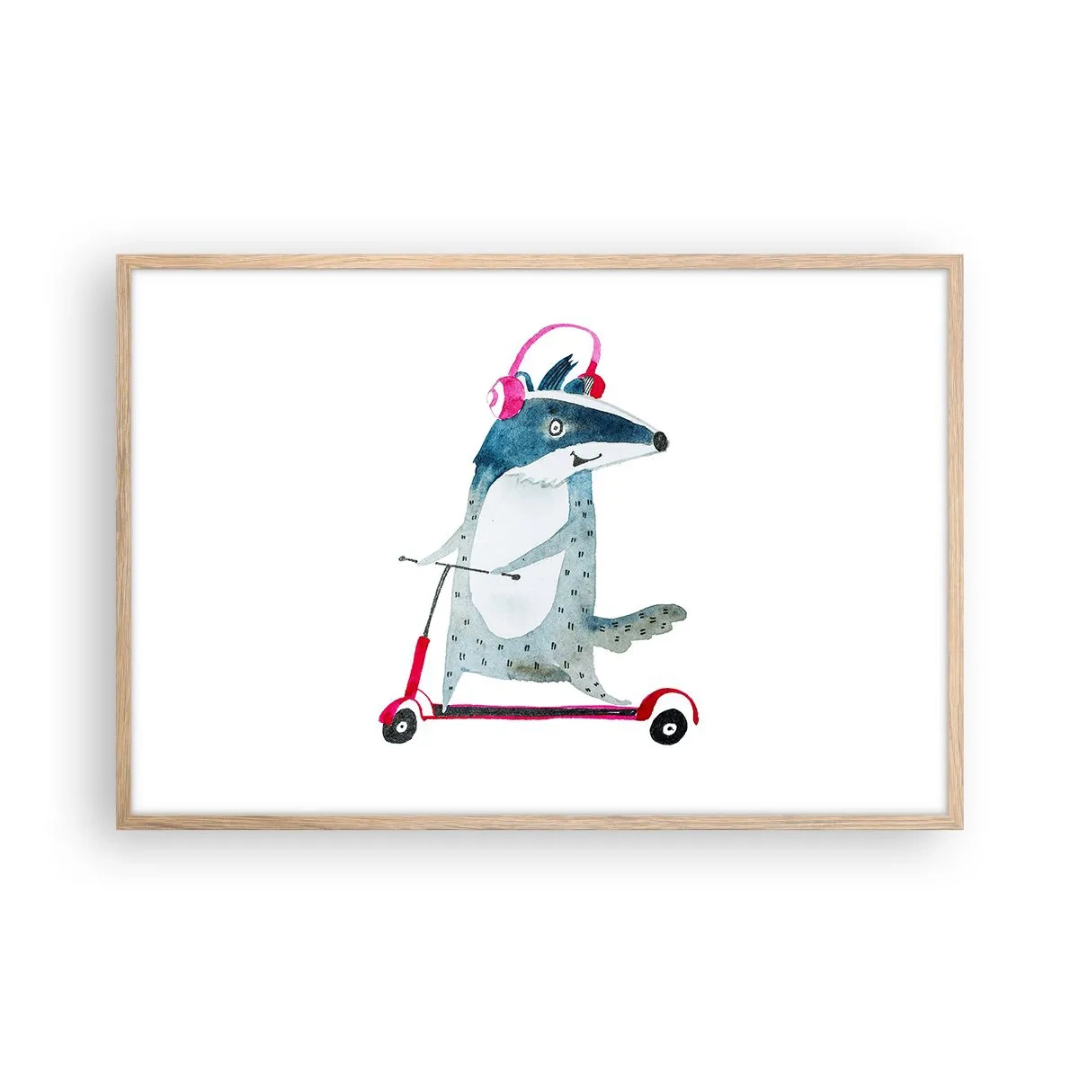 Pôster com moldura de carvalho claro - A alegria do texugo - 91x61 cm