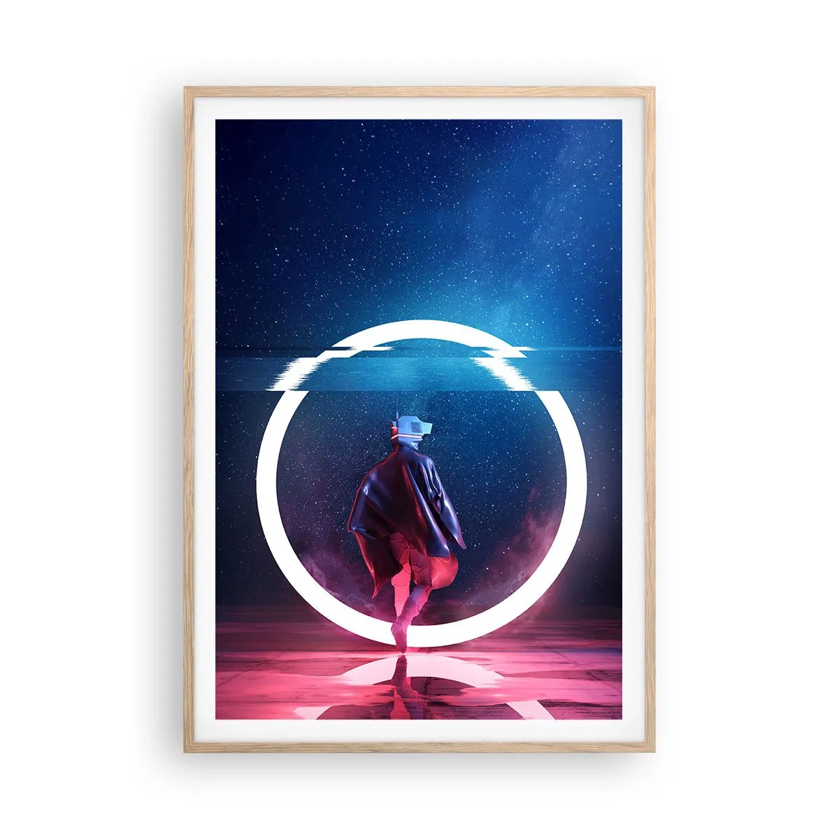 Pôster com moldura de carvalho claro - Entre Mundos - 70x100 cm