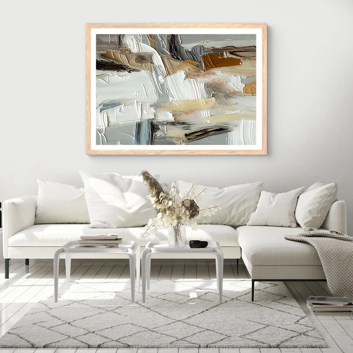 Pôster com moldura de carvalho claro - Camadas coloridas - 50x40 cm