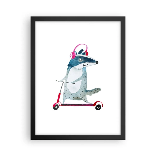 Pôster com moldura preta - A alegria do texugo - 30x40 cm