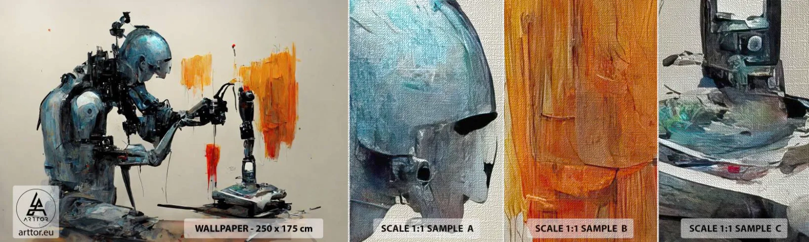 Amostra de papel de parede Premium Canvas - Já amanhã… - Artista, Inteligência artificial, Robô - 100x30 cm