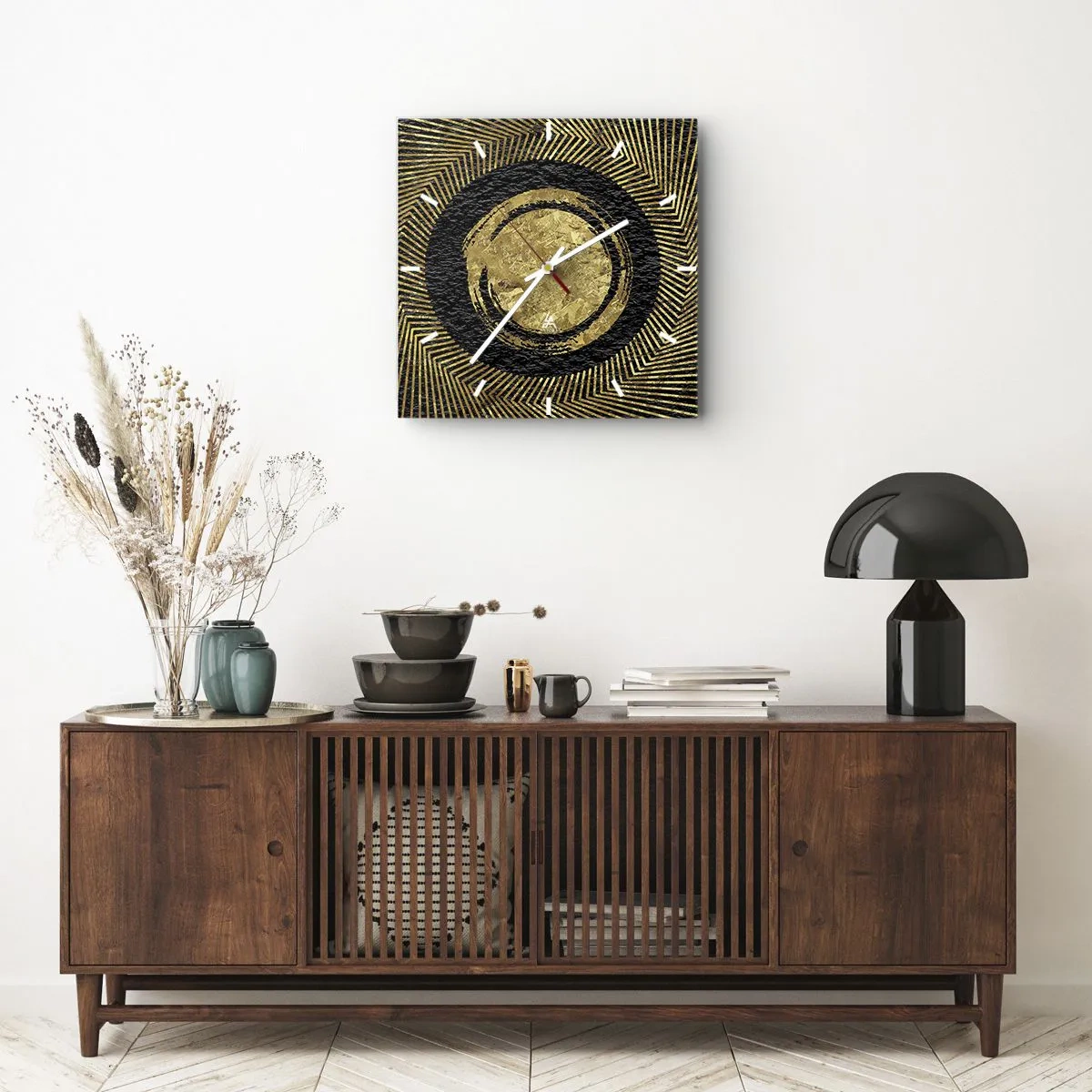 Relógio de parede - Relógio em vidro - Composição glamourosa - 40x40 cm