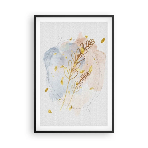 Pôster com moldura preta - Explosão dourada - 61x91 cm