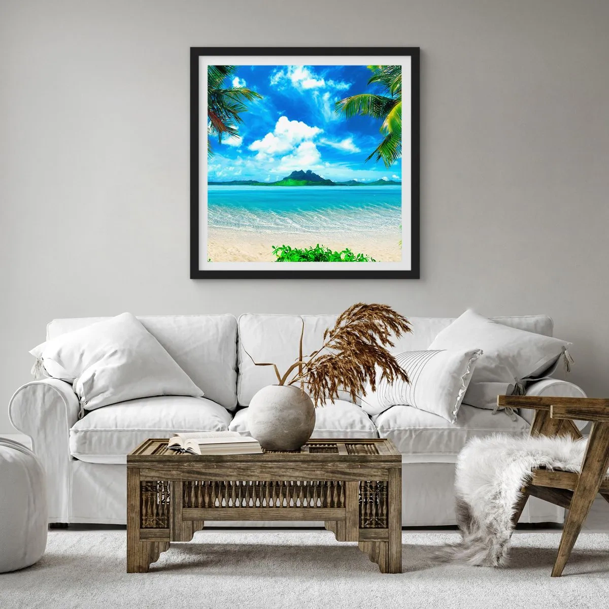 Pôster com moldura preta - O azul dos trópicos - 40x40 cm