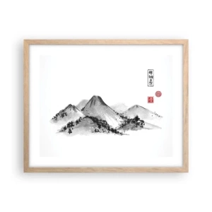 Pôster com moldura de carvalho claro - Para além do vale - 50x40 cm