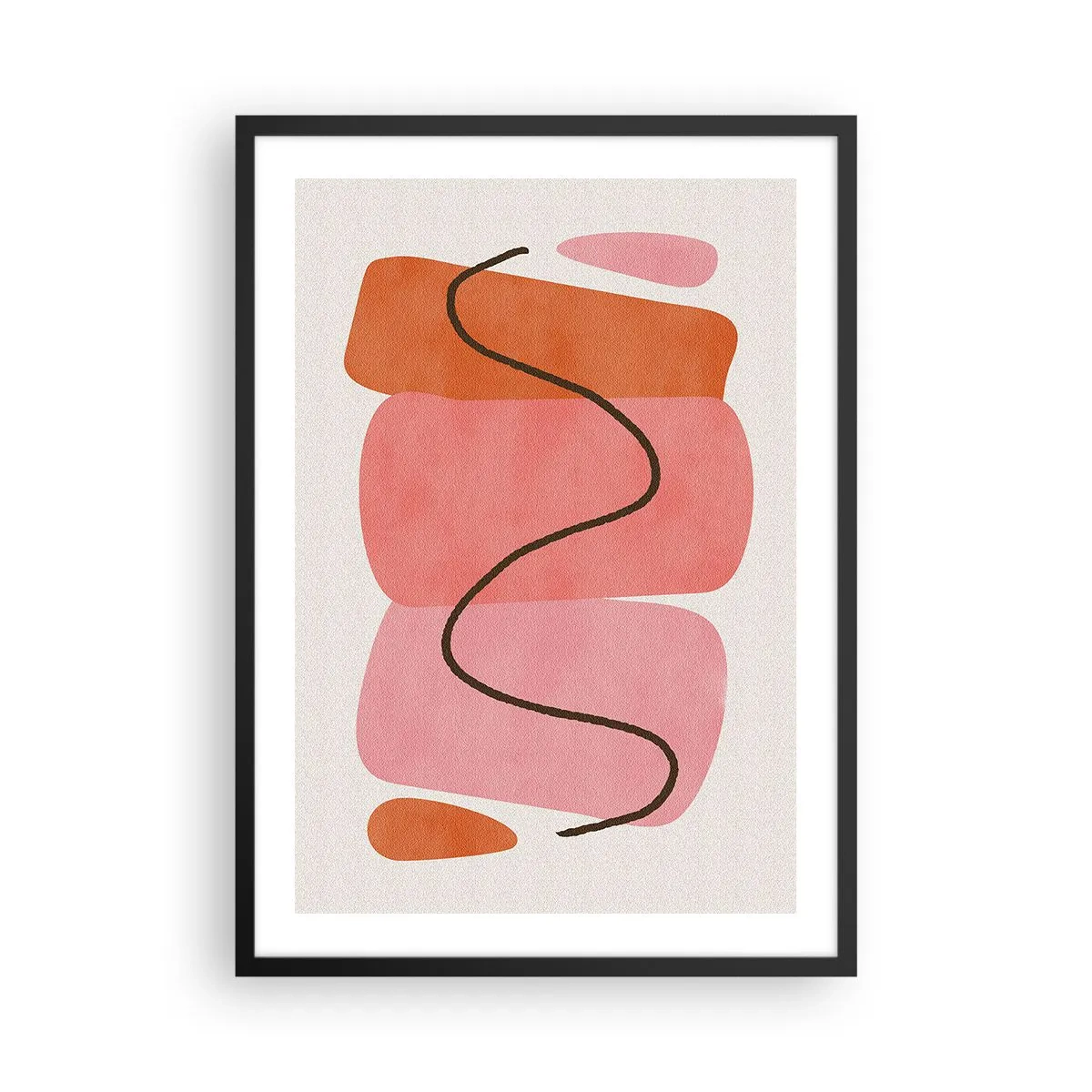 Pôster com moldura preta - Composição abstrata de formas geométricas - 50x70cm - Movimento suave de formas - Decoração de parede moderna para a sala de estar e quarto ARTTOR