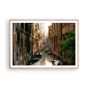 Pôster com moldura de carvalho claro - Em um beco veneziano - 100x70 cm