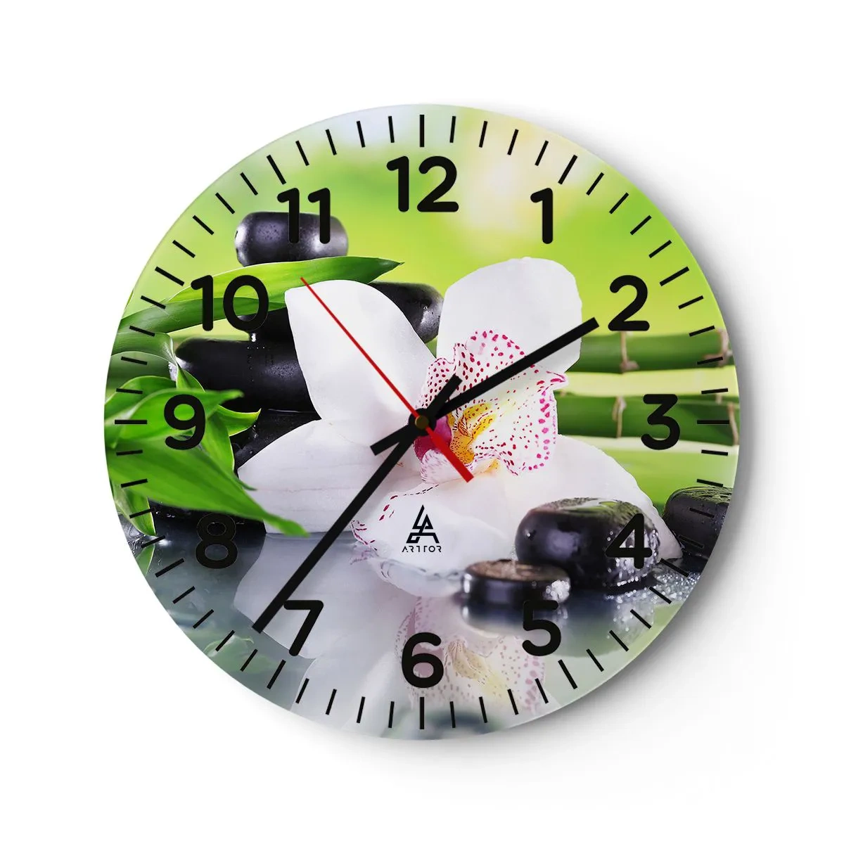 Relógio de parede - Relógio em vidro - Frescor e vigor - 30x30 cm