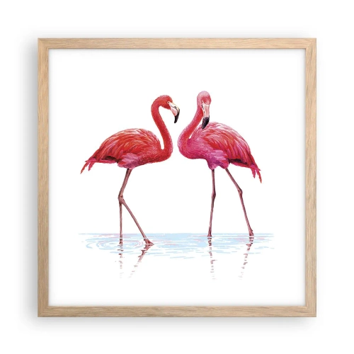 Pôster com moldura de carvalho claro - Rosa randez-vous - 40x40 cm