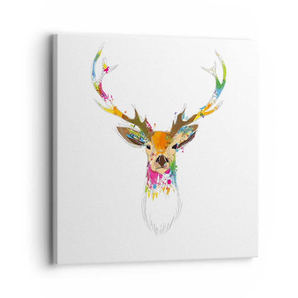 Quadro em tela - Um cervo gentil banhado em cores - 30x30 cm