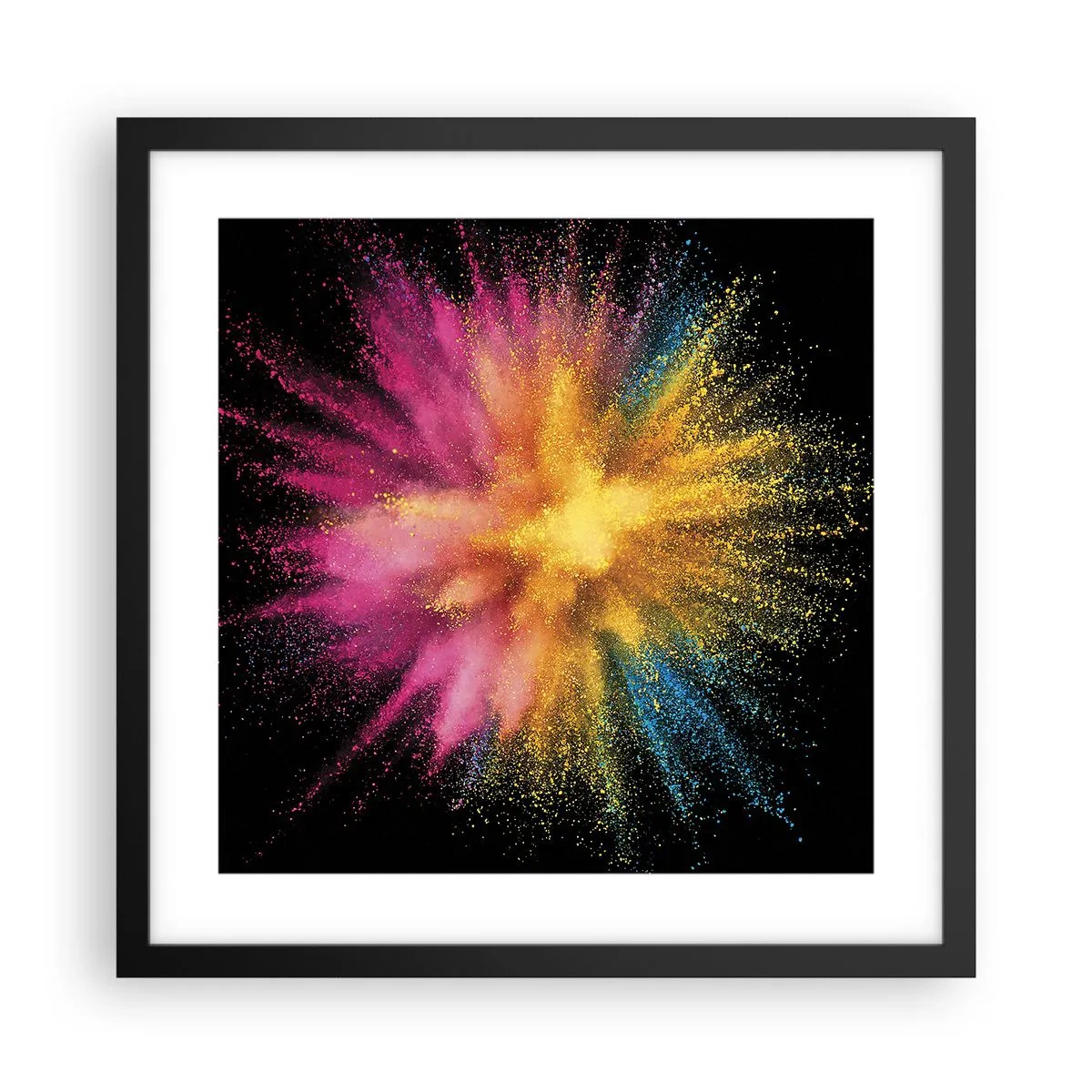Pôster com moldura preta - O nascimento das cores  - 40x40 cm