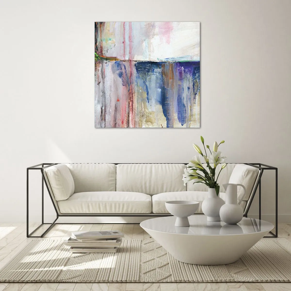 Quadro em vidro - Impressões coloridas e associações - 50x50 cm