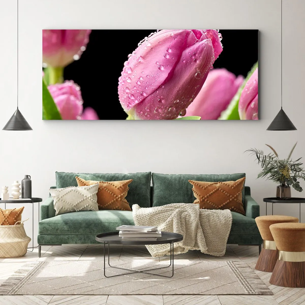 Quadro em tela - Sonho lilás em orvalho - 90x30 cm