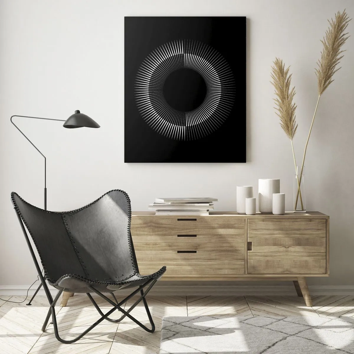 Quadro em vidro - Sol preto - 80x120 cm