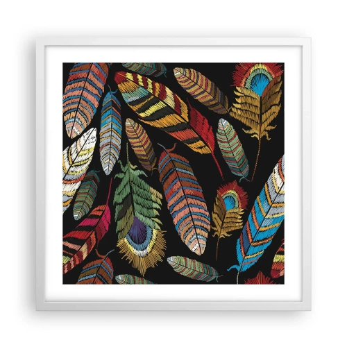 Pôster em moldura branca - O carnaval dos pássaros - 50x50 cm