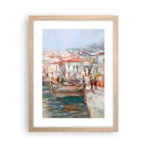 Pôster com moldura de carvalho claro - Férias em pastel - 30x40 cm