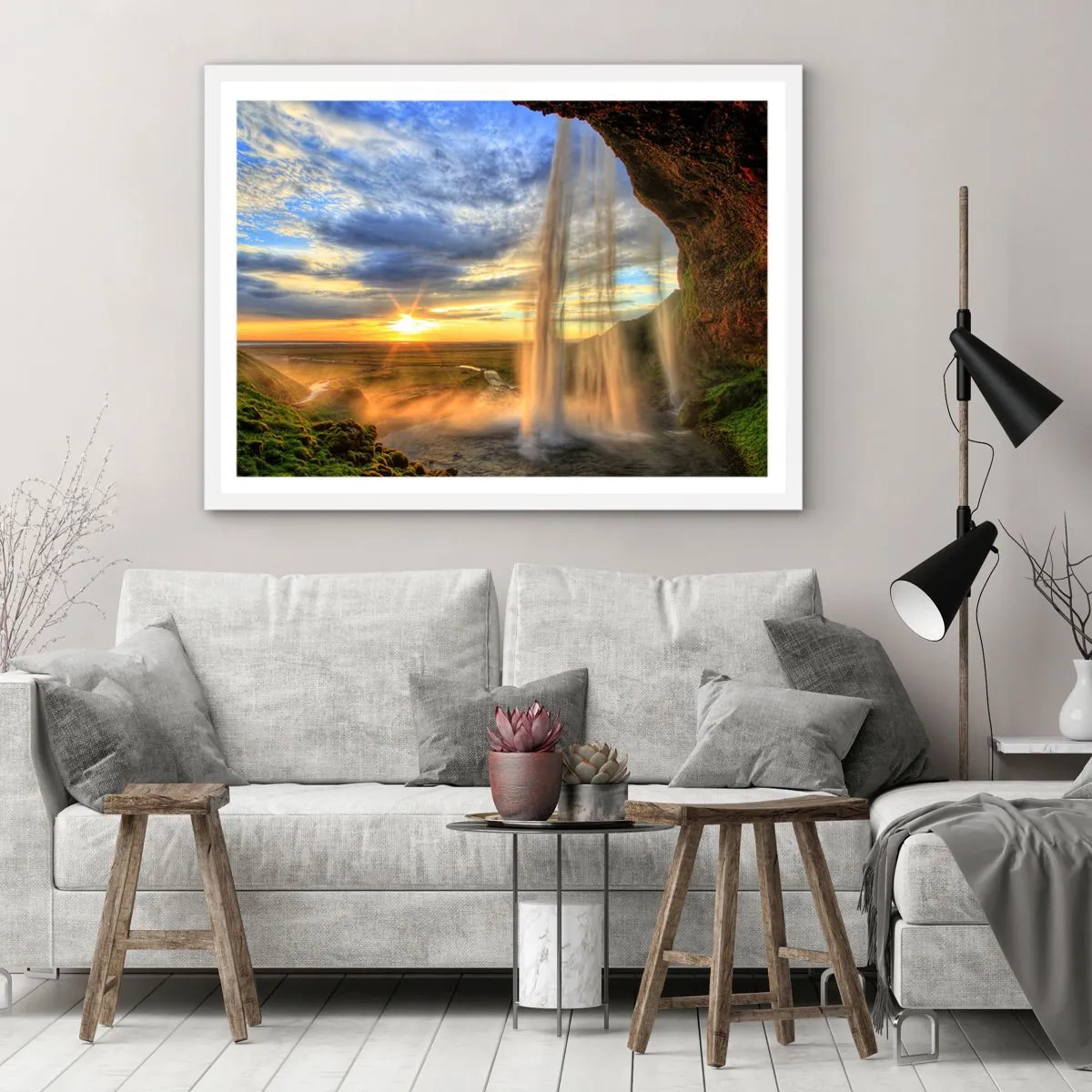 Pôster em moldura branca - O mundo por trás das gotas - 100x70 cm