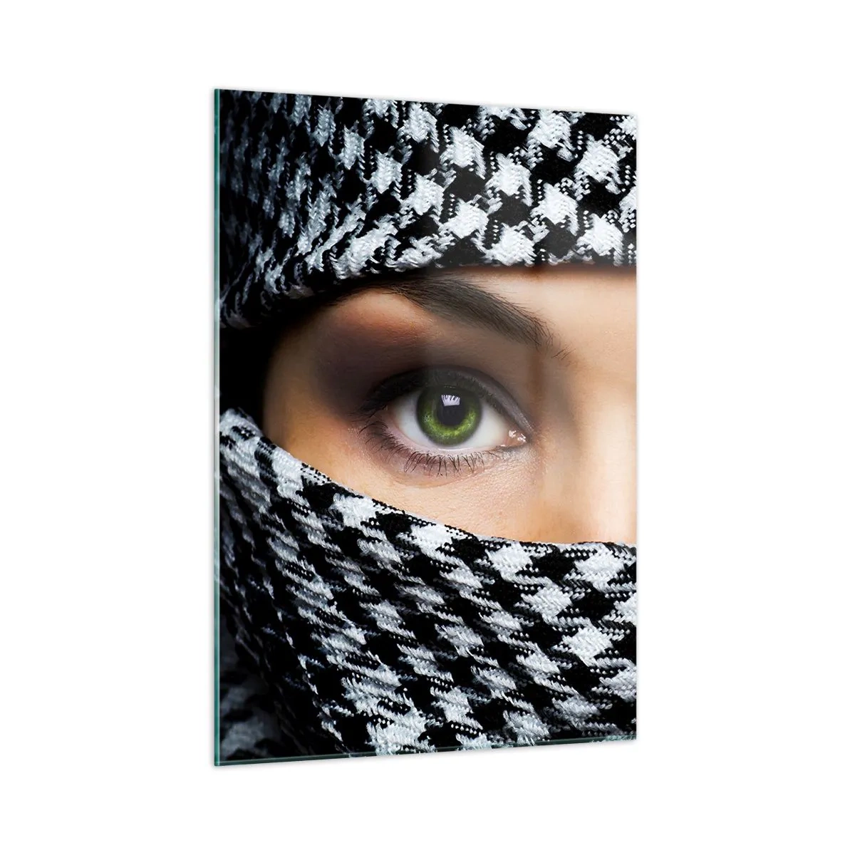 Quadro em vidro - Retrato de uma beleza velada de olhos verdes - 50x70 cm