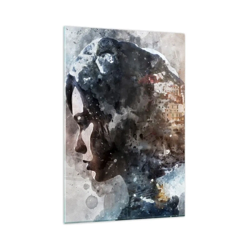 Quadro em vidro - Uma história sobre uma menina e uma cidade ao fundo - 80x120 cm