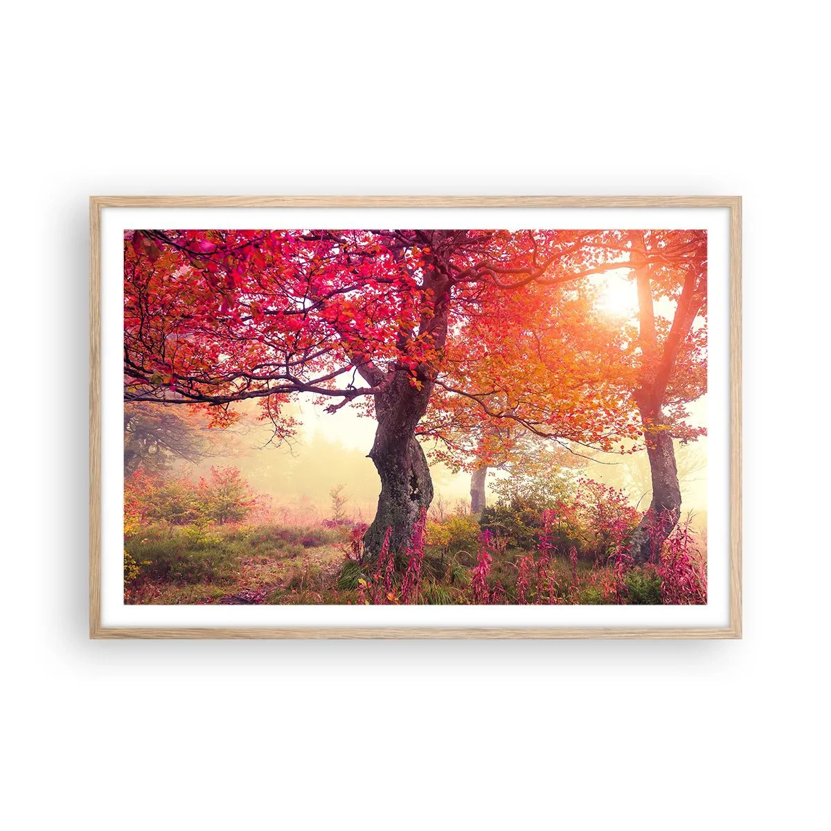 Pôster com moldura de carvalho claro - Um frenesi de florescimento - 91x61 cm