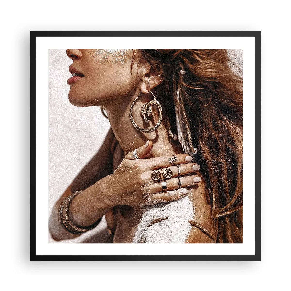 Pôster com moldura preta - A rainha da praia selvagem - 60x60 cm