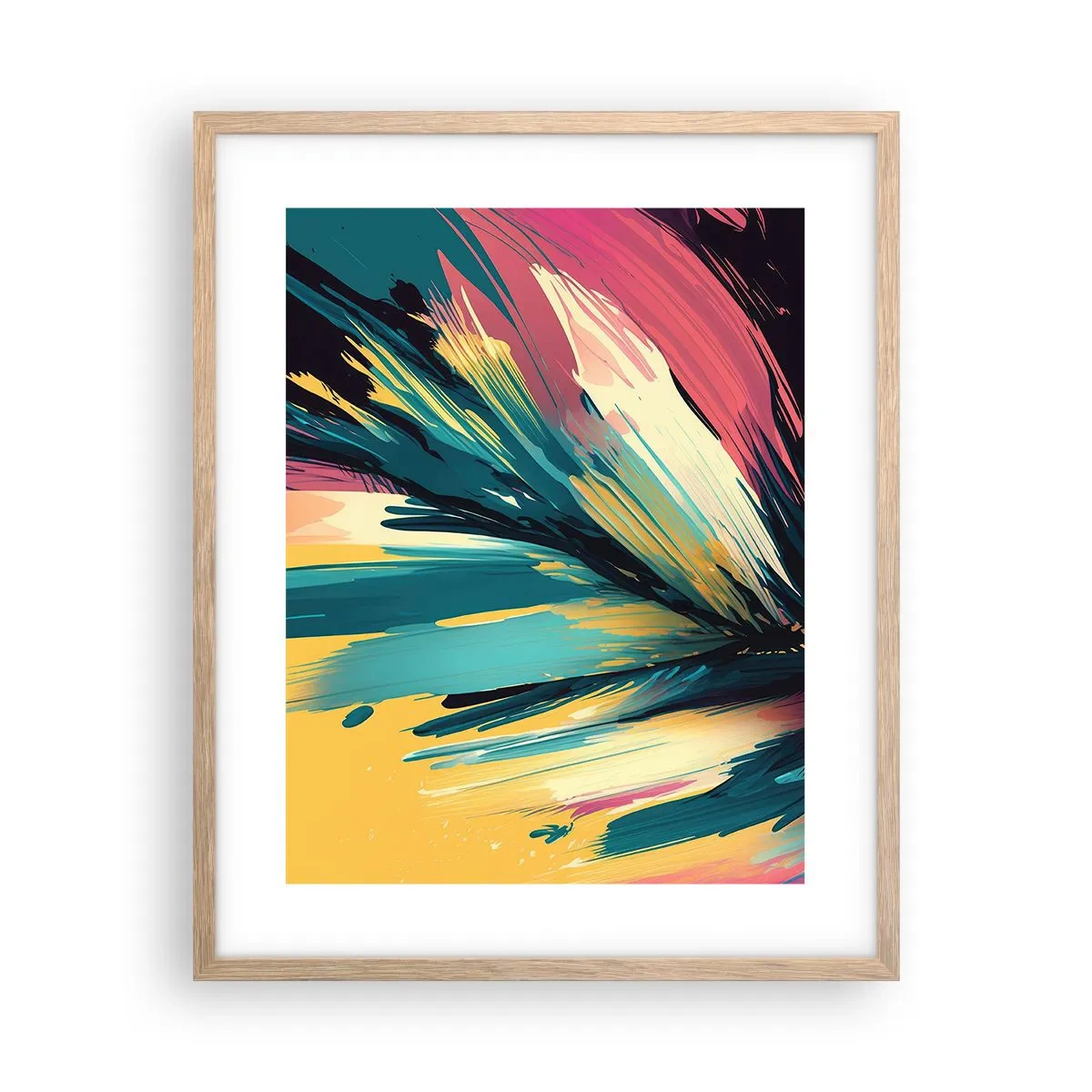 Pôster com moldura de carvalho claro - Composição – uma explosão de alegria - 40x50 cm
