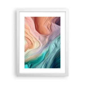 Pôster em moldura branca - Onda arco-íris - 30x40 cm