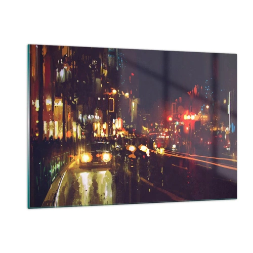 Quadro em vidro - Imerso nas luzes da noite - 120x80 cm