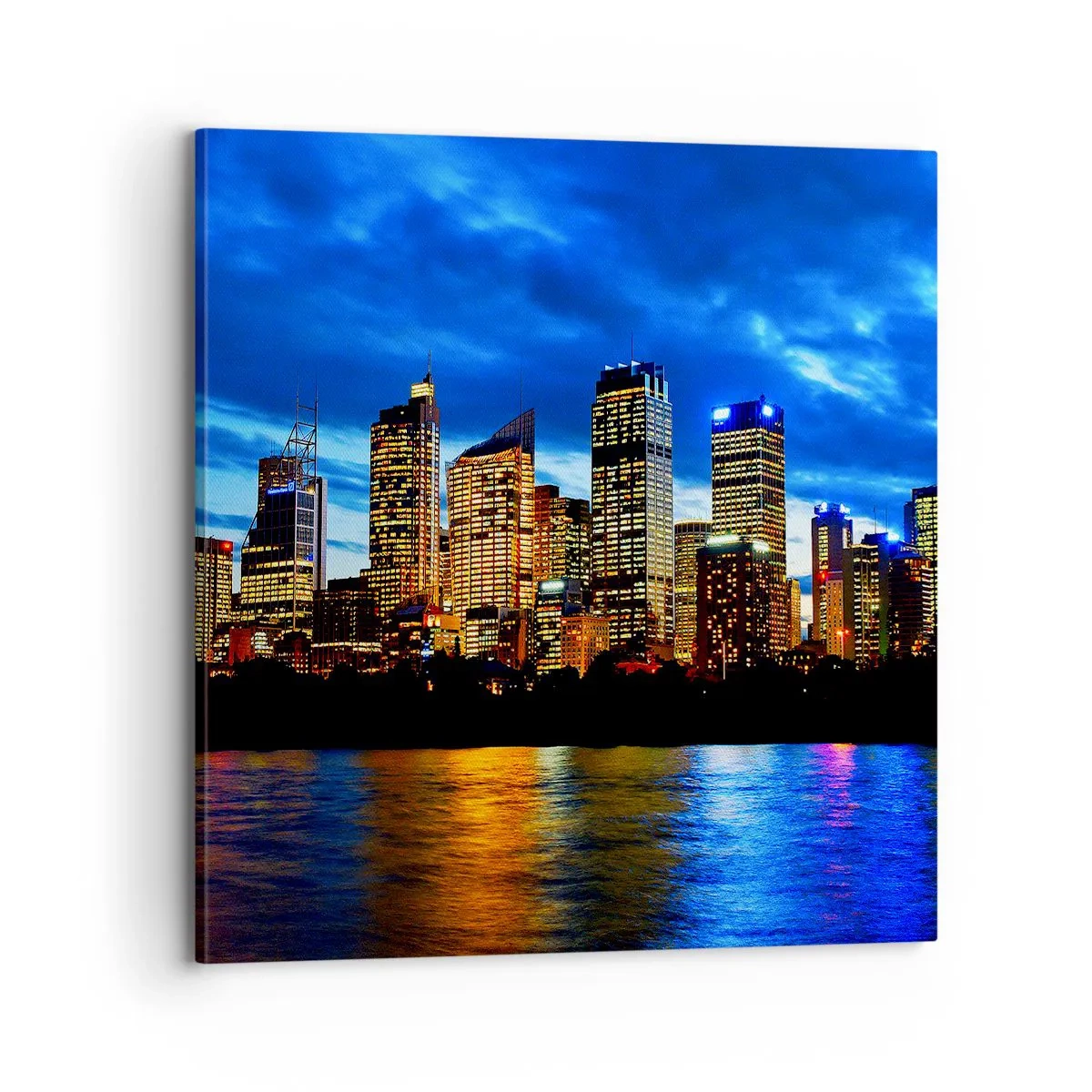 Quadro em tela - Uma noite de luzes e cores - 70x70 cm