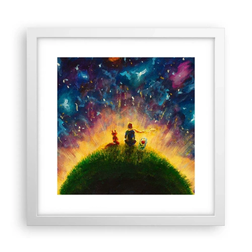 Pôster em moldura branca - Amor e amizade - o mundo inteiro - 30x30 cm