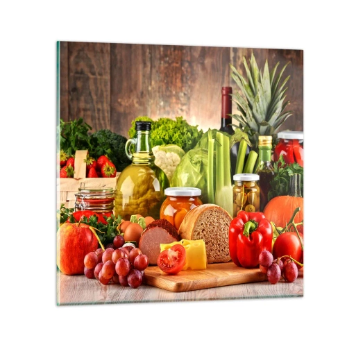 Quadro em vidro - Defumados, cozidos, em conserva - 30x30 cm