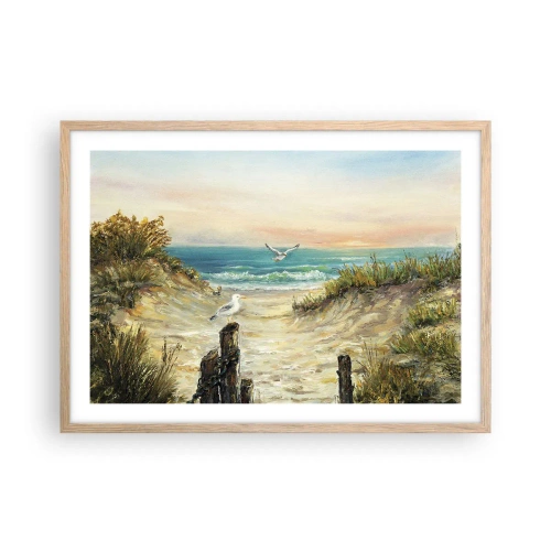 Pôster com moldura de carvalho claro - Refúgio sem vento - 70x50 cm