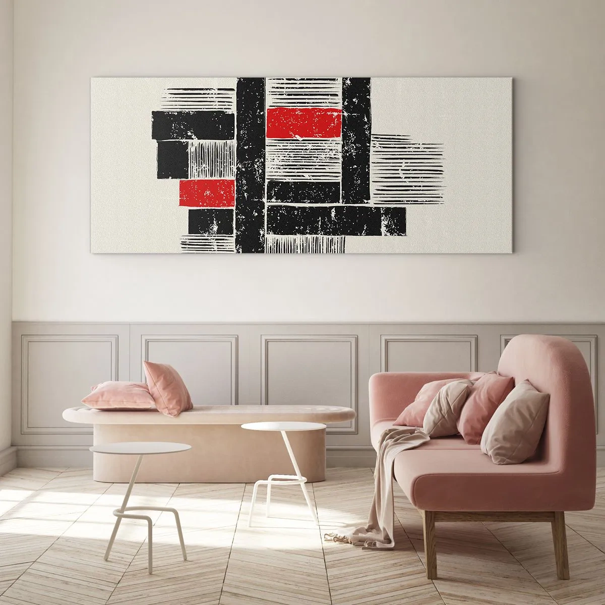 Quadro em vidro - Vermelho e preto - 140x50 cm