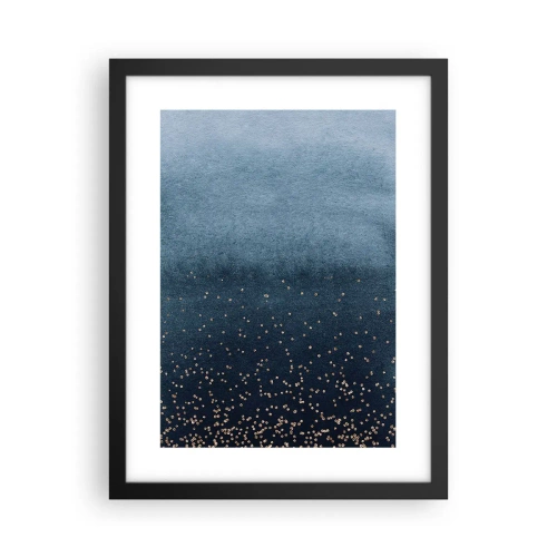 Pôster com moldura preta - Composição – fases azuis - 30x40 cm
