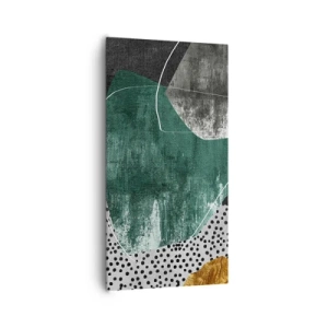 Quadro em tela - Abstração colorida com folha de ouro - 65x120 cm