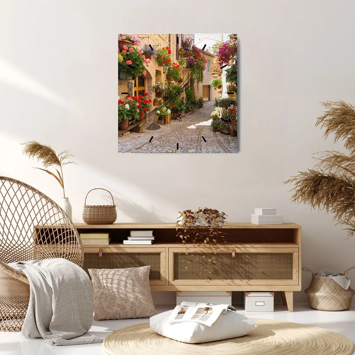 Relógio de parede - Relógio em vidro - Nas flores do dilúvio - 40x40 cm