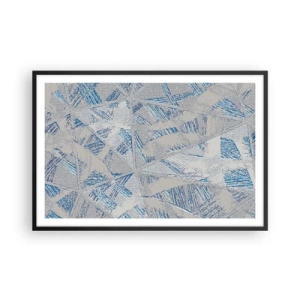 Pôster com moldura preta - Em um labirinto azul e cinza - 91x61 cm