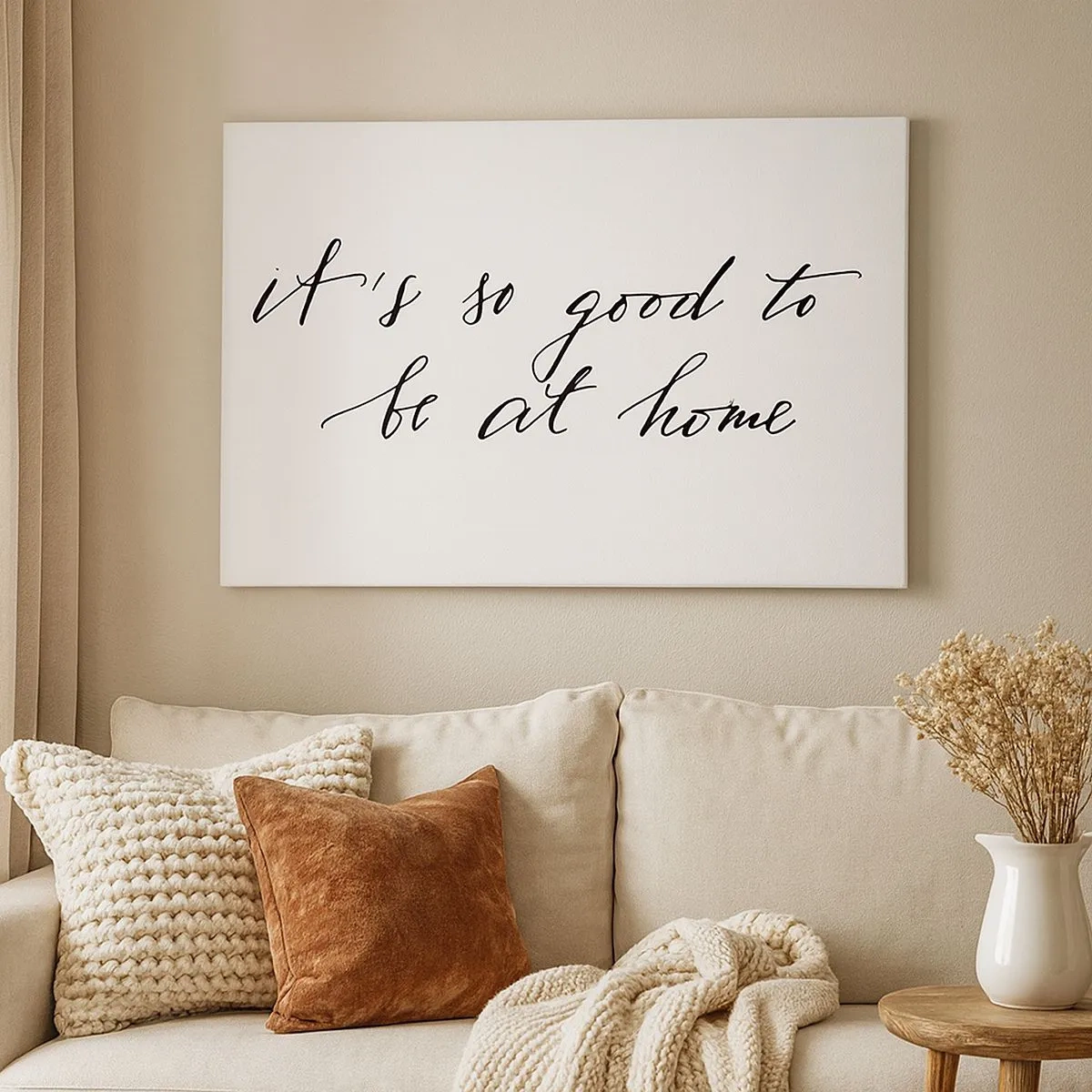 Quadro em tela - Letras em estilo caligráfico em fundo branco - 70x50cm - Toda a verdade - Decoração de parede moderna para a sala de estar e quarto ARTTOR