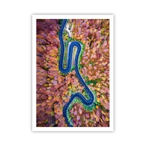 Pôster - Estrada sinuosa pela floresta - 70x100 cm