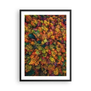 Pôster com moldura preta - Uma floresta colorida vista de um pássaro em sua paleta outonal - 50x70cm - Bouquet de árvores de Outono - Decoração de parede moderna para a sala de estar e quarto ARTTOR