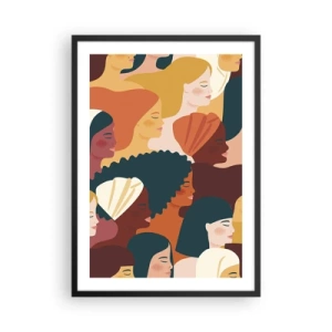 Pôster com moldura preta - Gráficos coloridos mostrando perfis femininos - 50x70cm - Apenas feminilidade - Decoração de parede moderna para a sala de estar e quarto ARTTOR