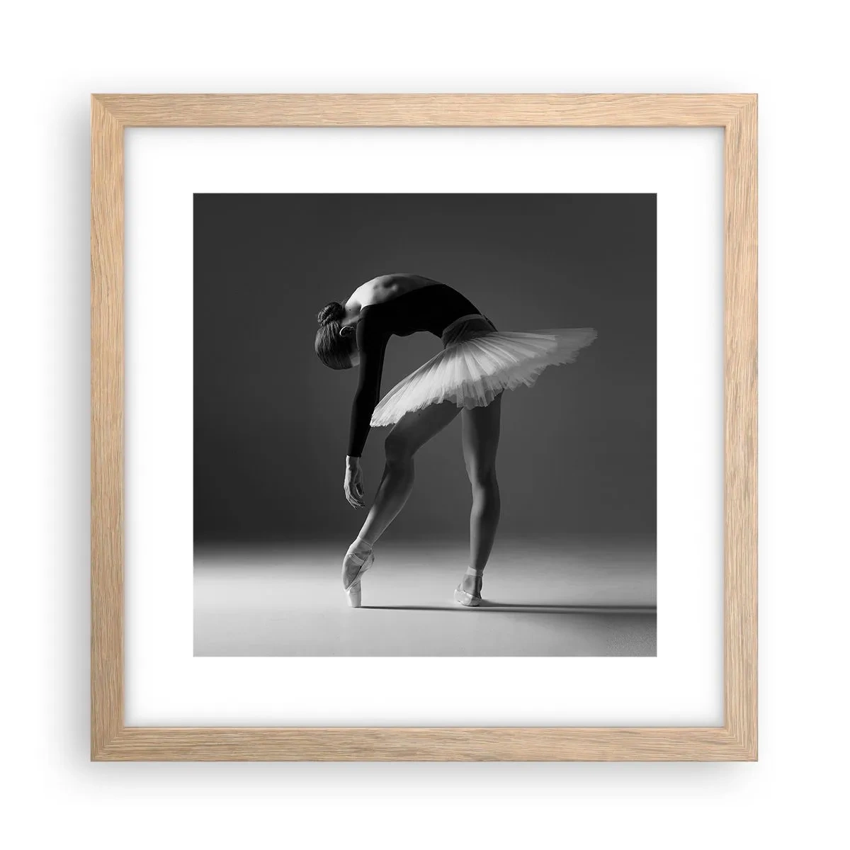 Pôster com moldura de carvalho claro - Bella balerina - 30x30 cm