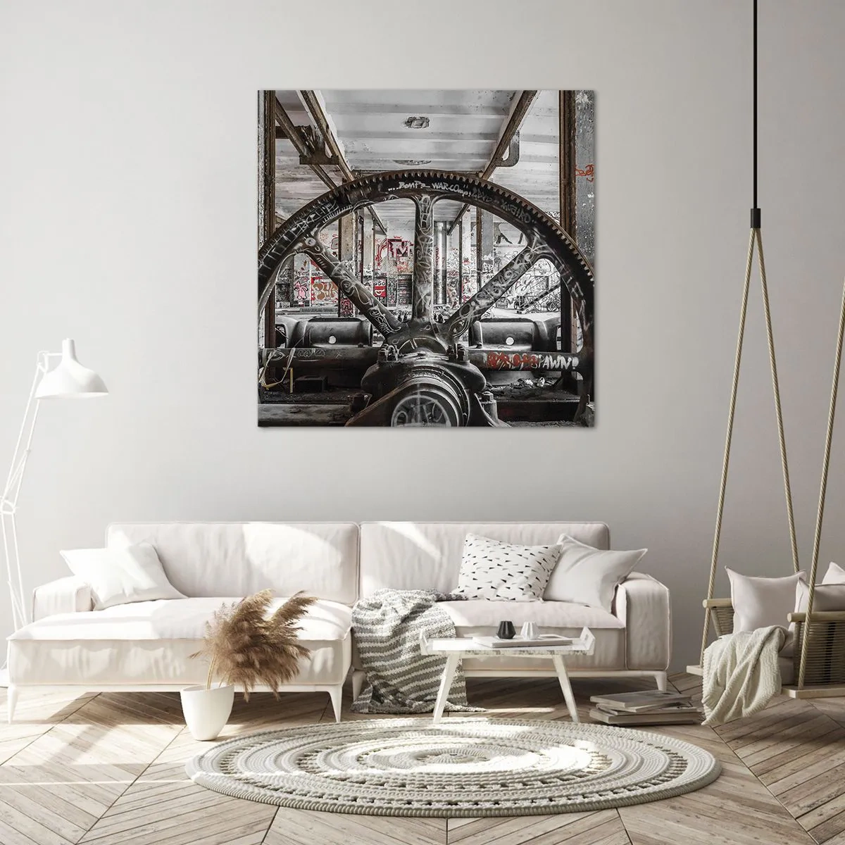 Quadro em tela - A vida secreta da fábrica - 50x50 cm