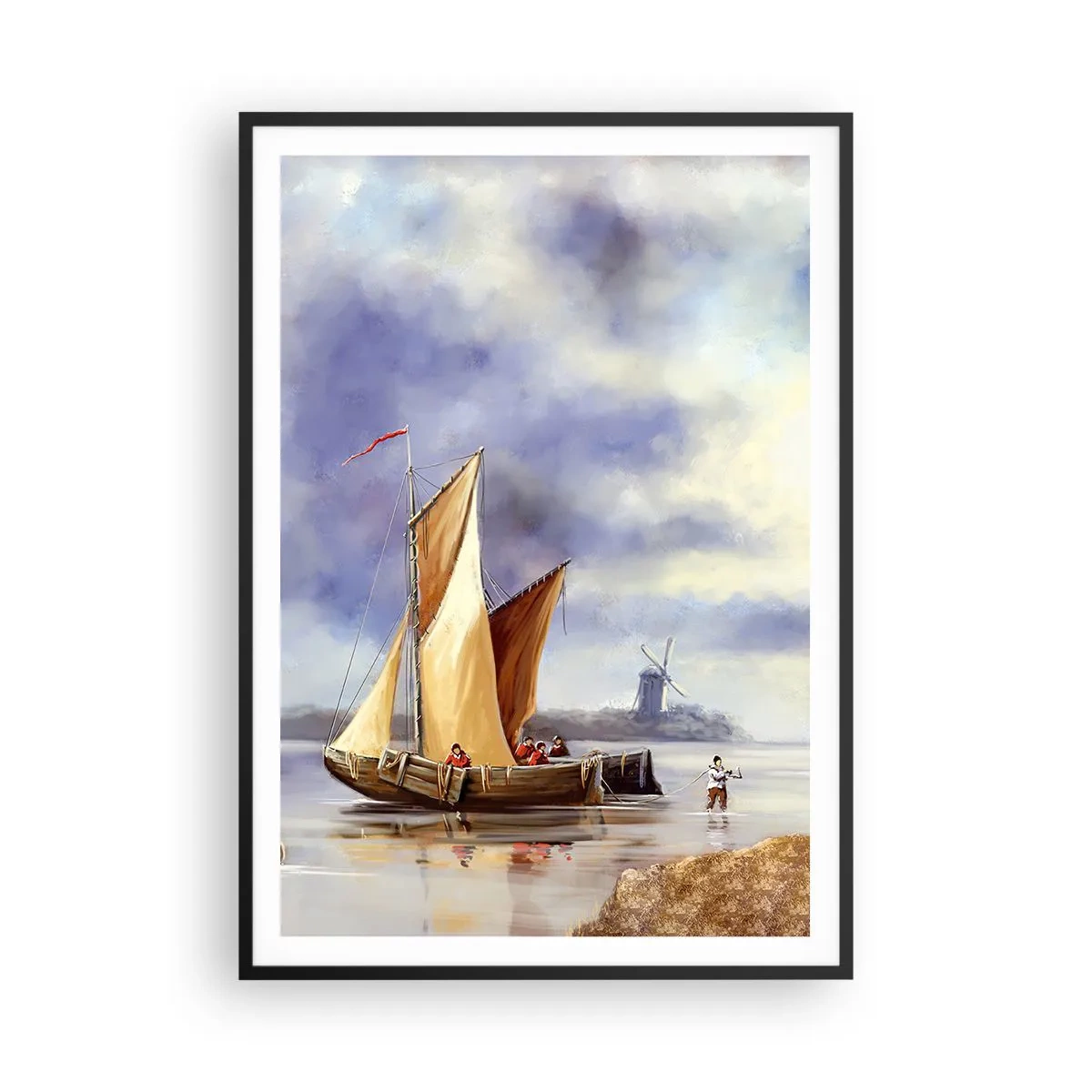 Pôster com moldura preta - O regresso dos marinheiros - 70x100 cm