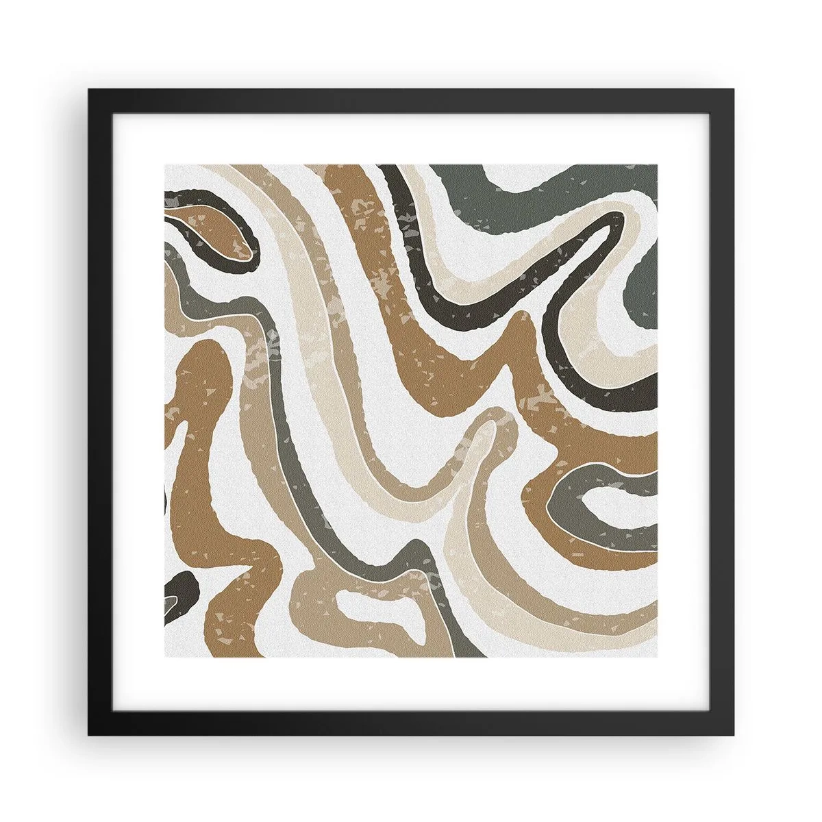 Pôster com moldura preta - Meandros de cores da terra - 40x40 cm