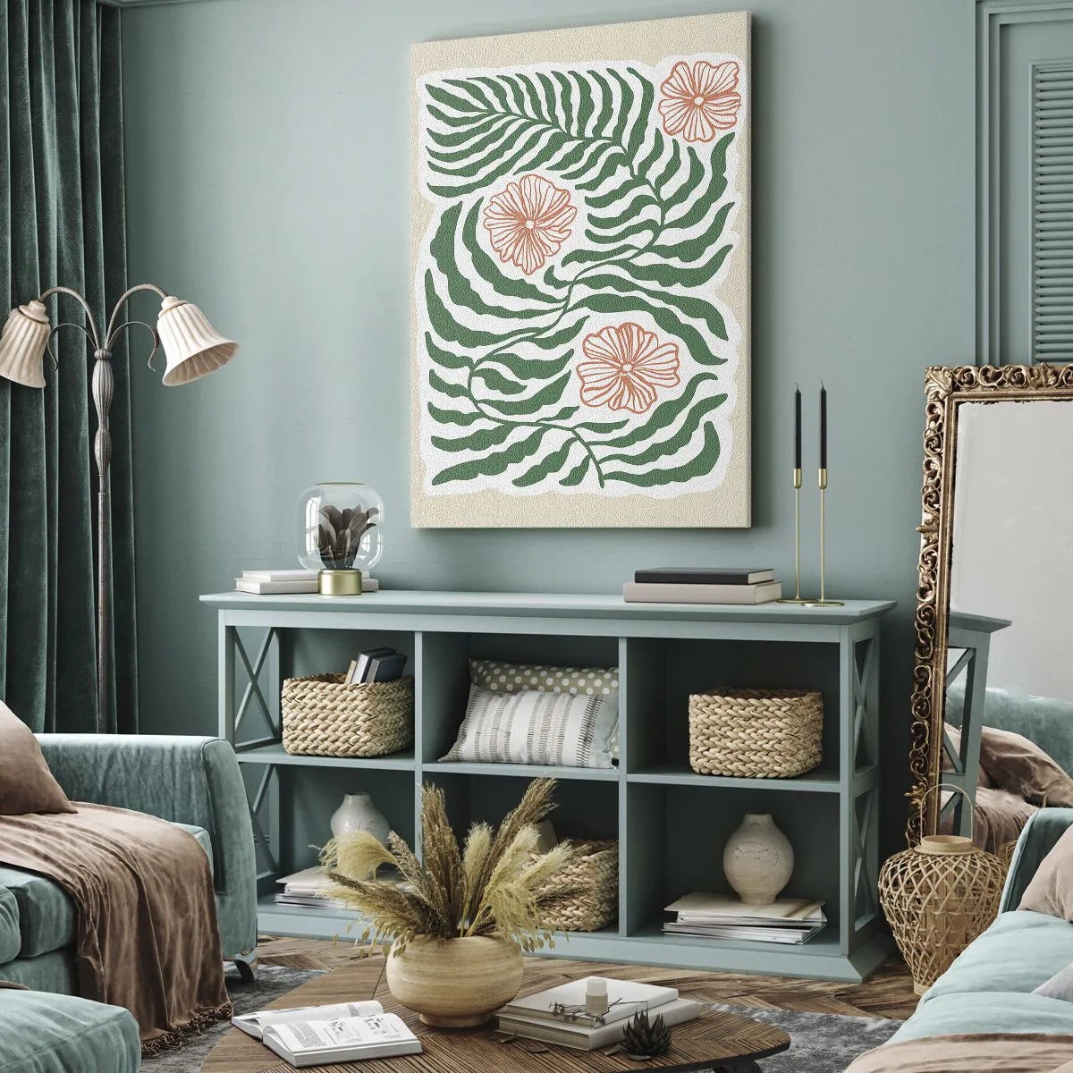 Quadro em tela - Florescendo em verde - 45x80 cm