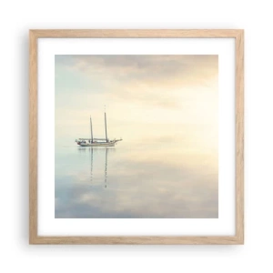 Pôster com moldura de carvalho claro - Num mar de silêncio - 40x40 cm
