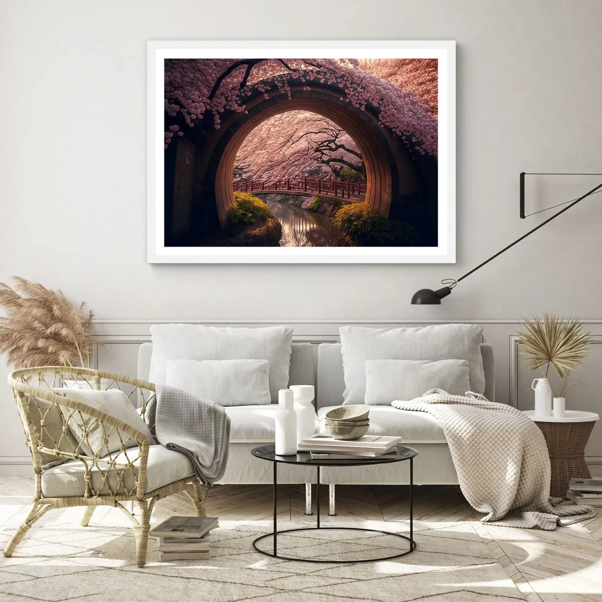 Pôster em moldura branca - Primavera japonesa - 70x50 cm