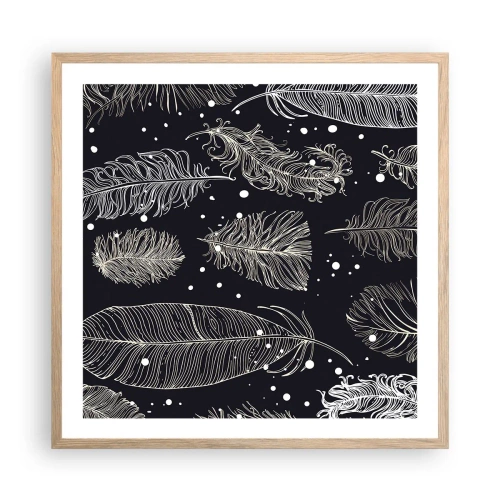 Pôster com moldura de carvalho claro - Rendas de penas - 60x60 cm